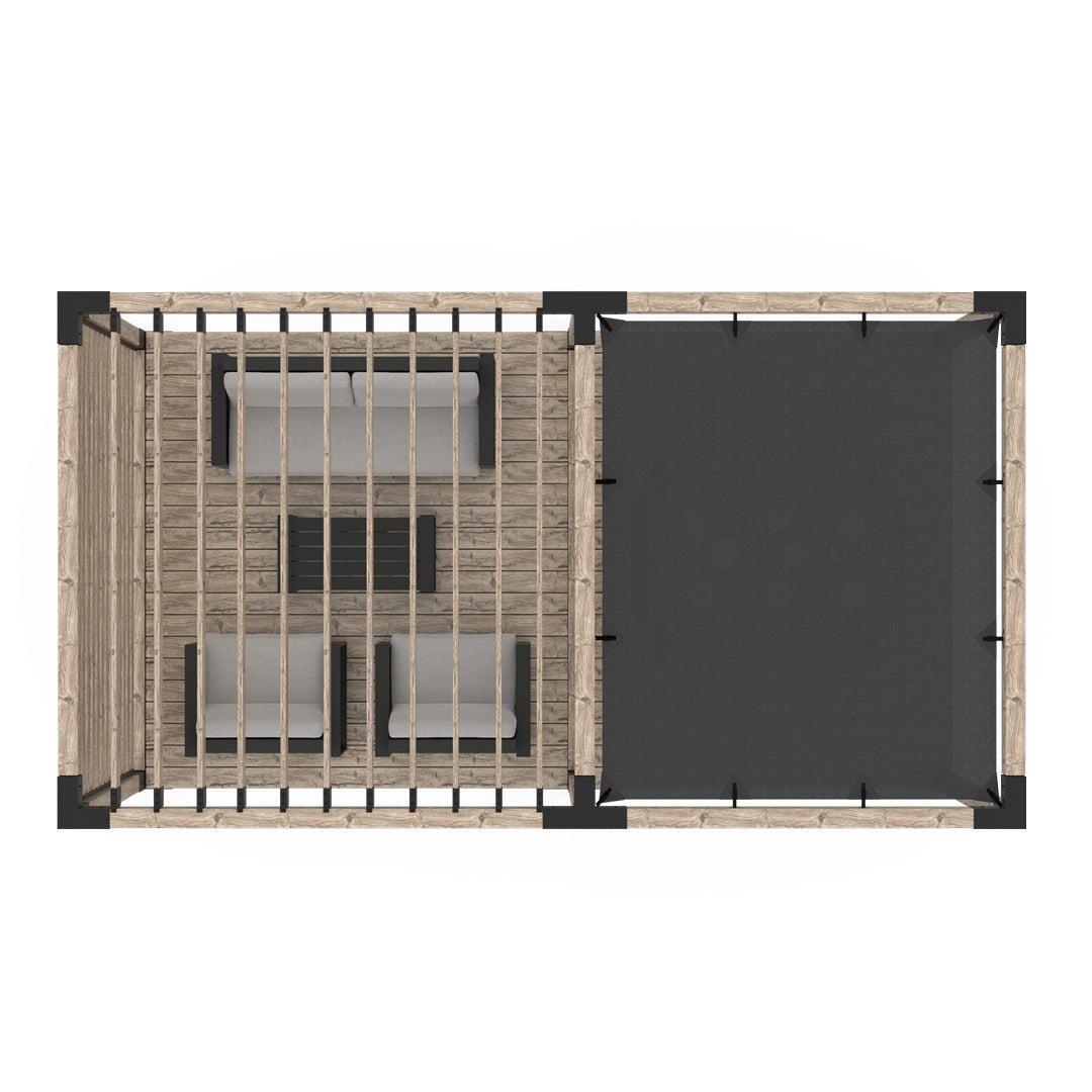 Venina Home Çiftli Platformlu Ahşap Gölgelikli Pergole VHPP1005