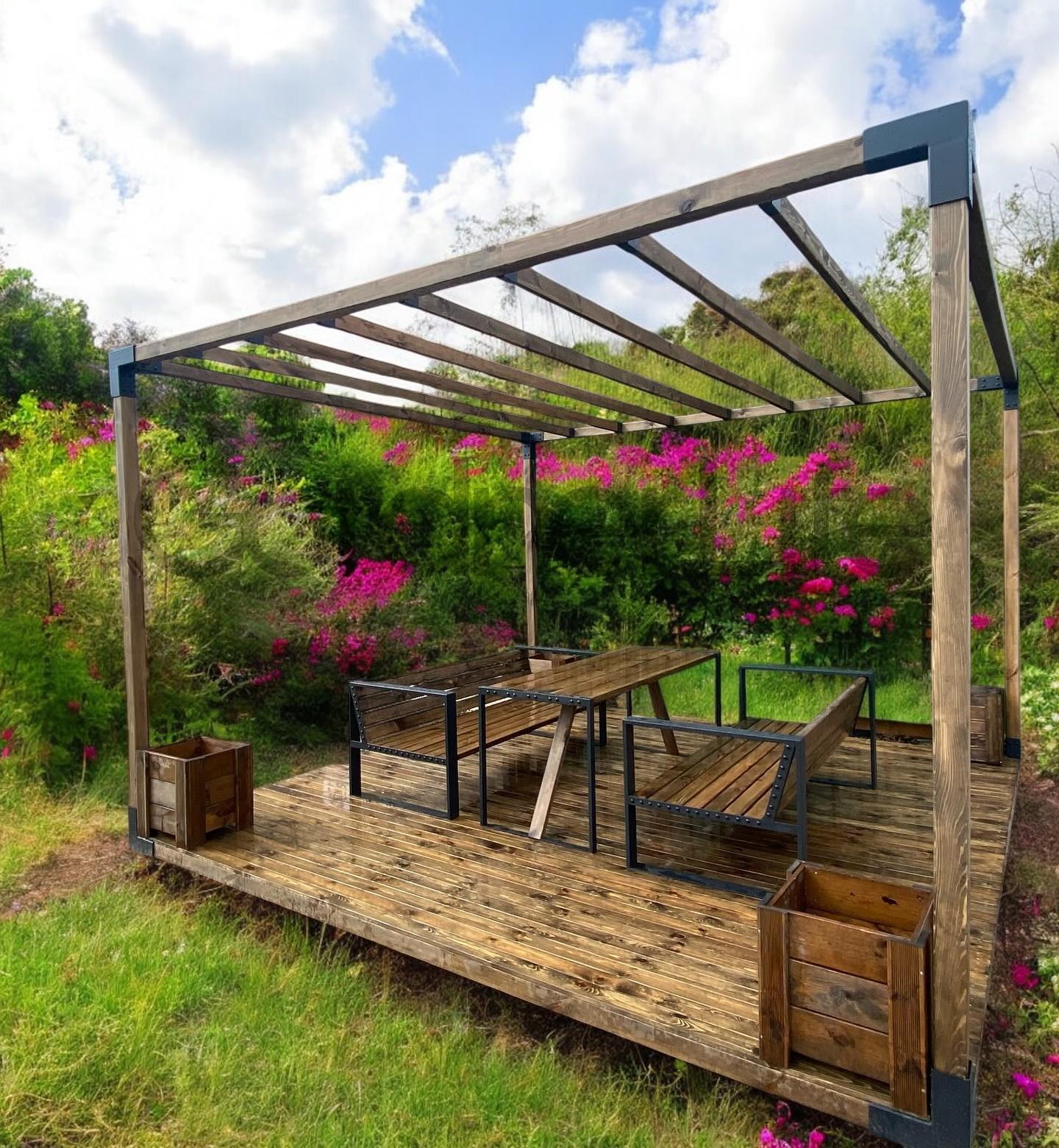 Venina Home Düz Tabanlı Kiriş Braketli Pergole VHPP1001