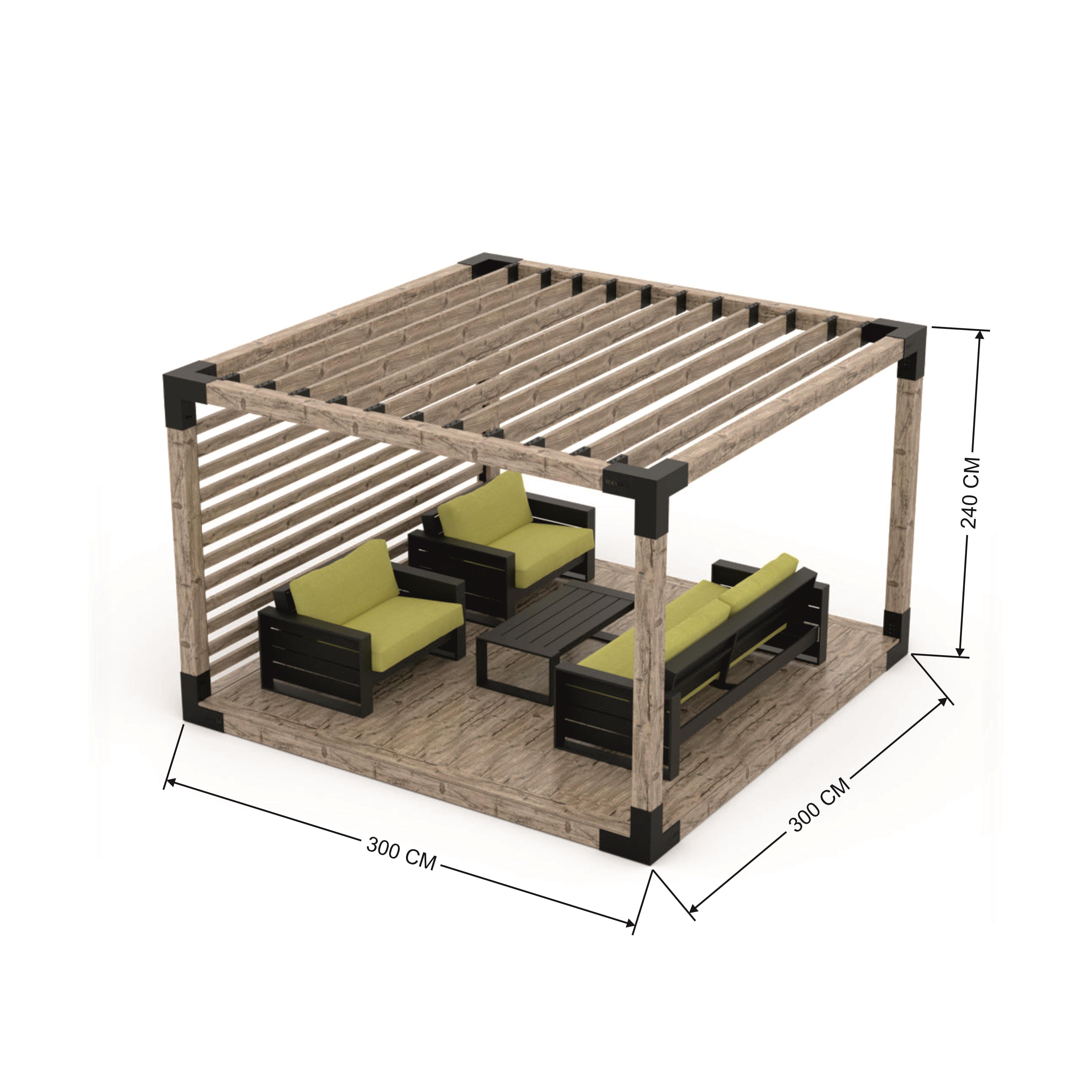 Venina Home Tekli Platformlu Ahşap Gölgelikli Pergole VHPP1004