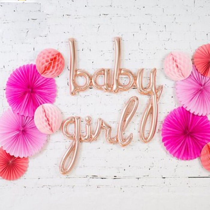 Rose Gold Baby İtalik El Yazısı Folyo Balon