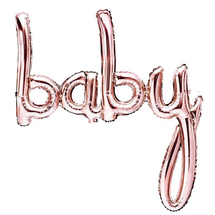  Rose Gold Baby İtalik El Yazısı Folyo Balon