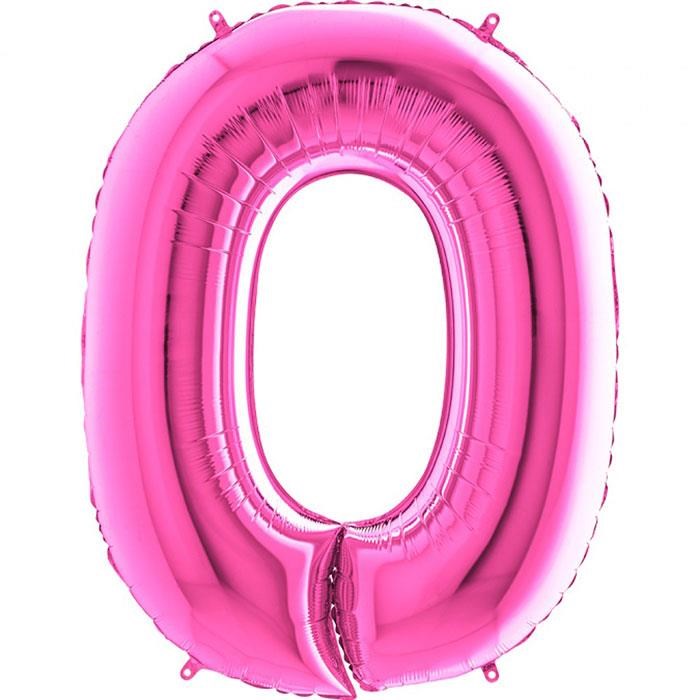 0 Rakam Fuşya Folyo Balon