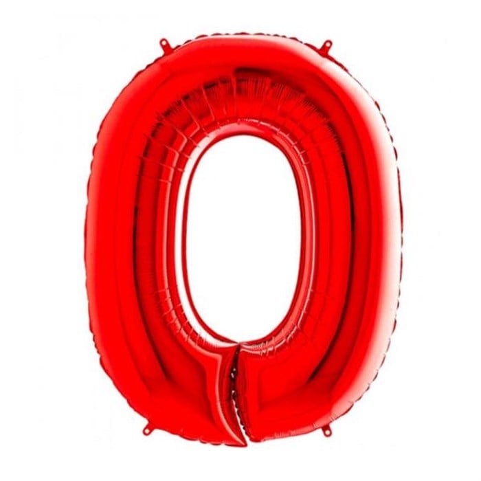 0 Rakam Kırmızı Folyo Balon - 1 Metre