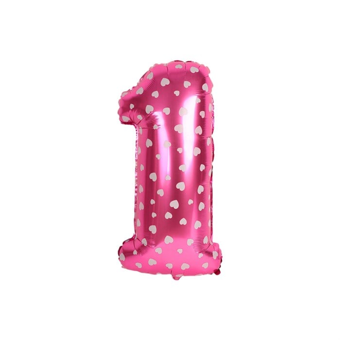 1 Rakam Pembe Kalpli Folyo Balon 40 cm
