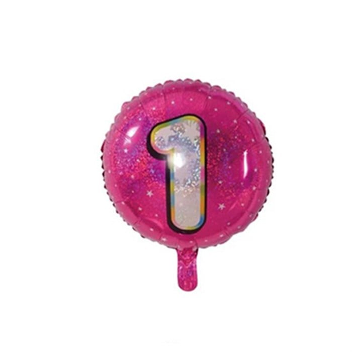 1 Rakam Pembe Yuvarlak Folyo Balon - 45 cm