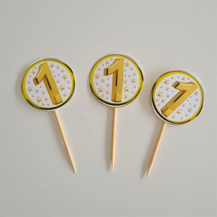 1 Yaş Gold Yıldızlı Kürdan Süs 20'li