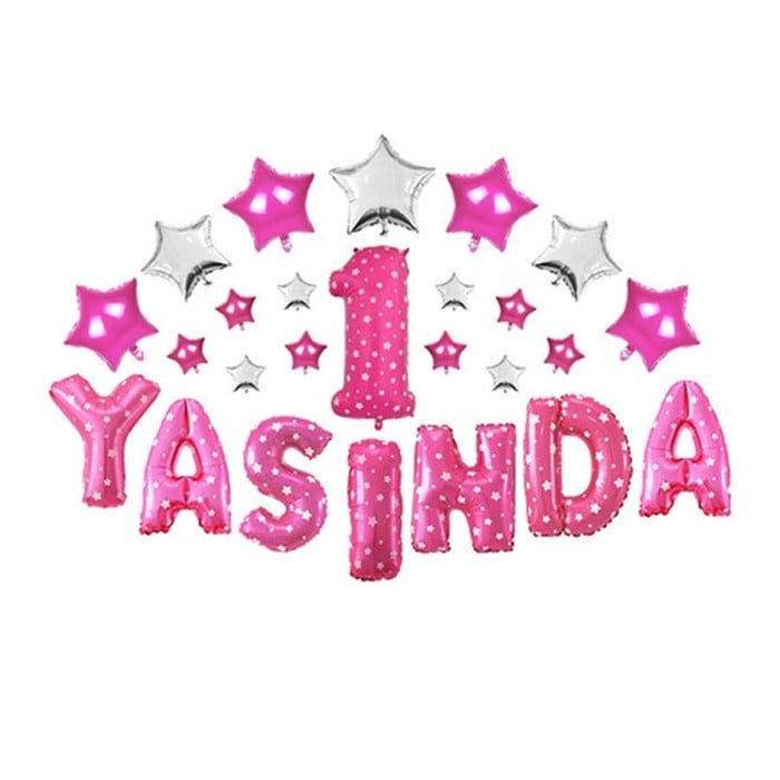 1 Yaşında Yazılı Pembe Folyo Balon