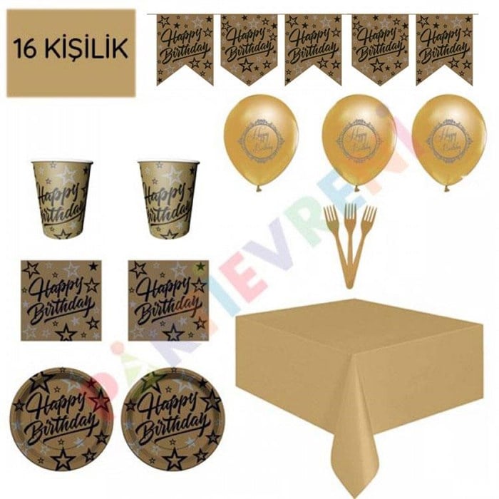 16 Kişilik Yetişkin Parti Seti Ekonomik Gold