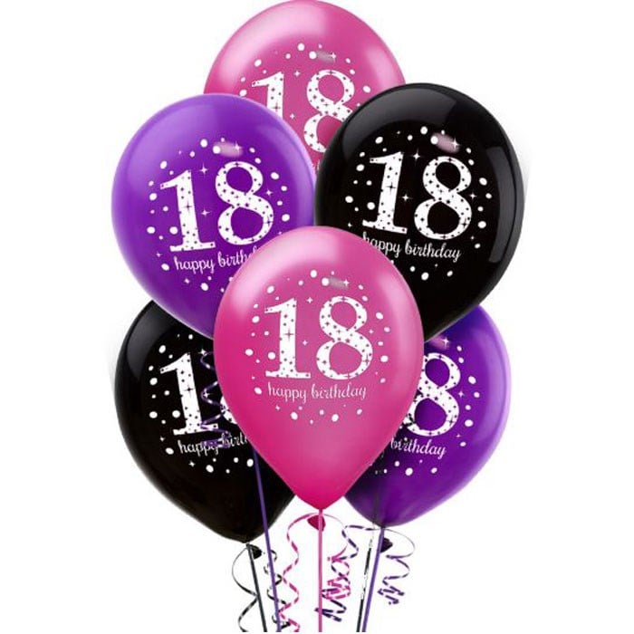 18 Yaş Happy Birthday Baskılı Renkli Balon - 10 Adet