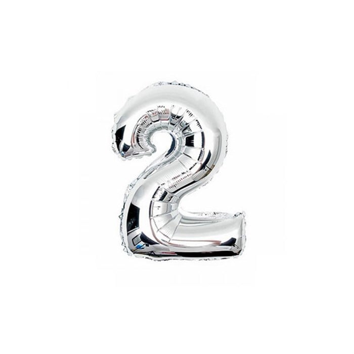 2 Rakam Gümüş Folyo Balon 40 cm