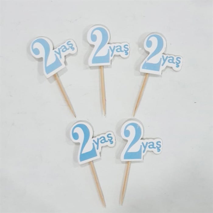 2 Yaş Yazılı Mavi Kürdan 20 Adet