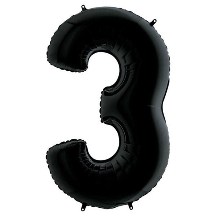 3 Rakam Siyah Folyo Balon - 1 Metre