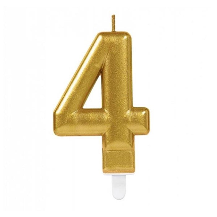 4 Yaş Rakam Işıltılı Gold Mum