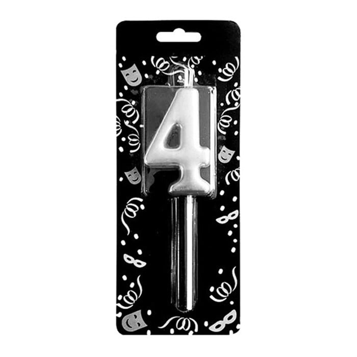 4 Yaş Rakam Lüks Gümüş Mum