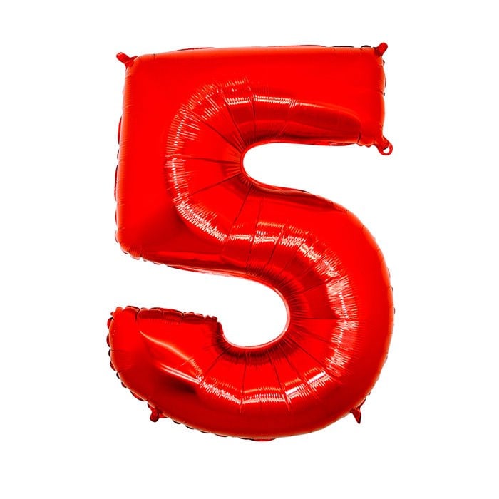 5 Rakam Kırmızı Folyo Balon 40 cm