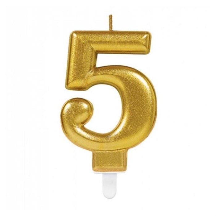 5 Yaş Rakam Işıltılı Gold Mum