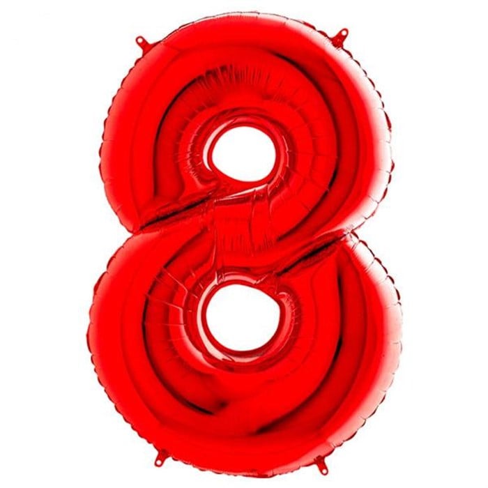 8 Rakam Kırmızı Folyo Balon - 1 Metre