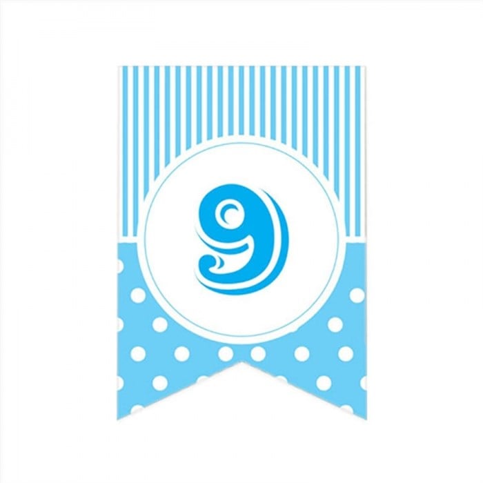 9 Rakam Puantiyeli Mavi Afiş