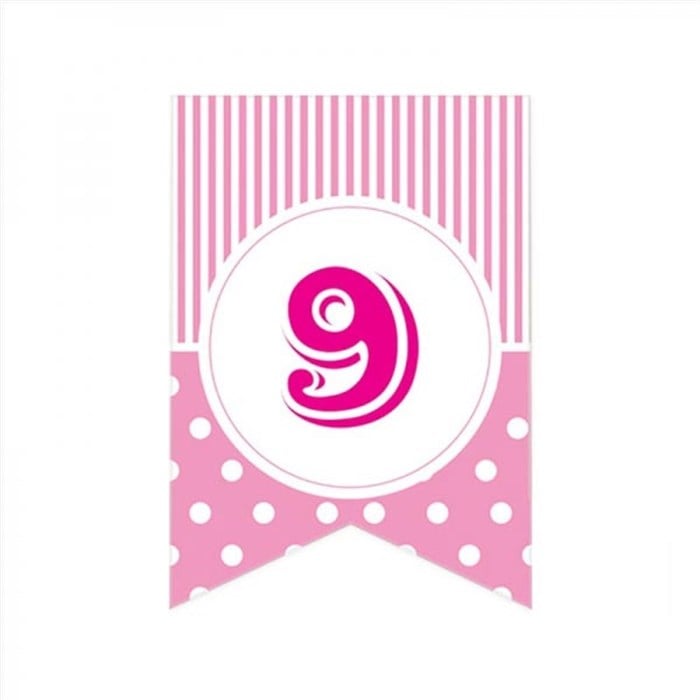 9 Rakam Puantiyeli Pembe Afiş