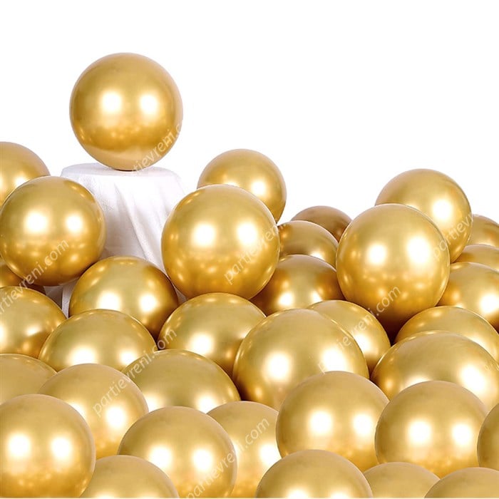 Altın Krom Kaplı Metalik Balon - 5 Adet