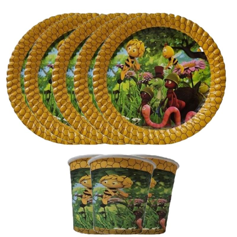 Arı Maya Temalı Tabak Bardak Seti 8 Adet