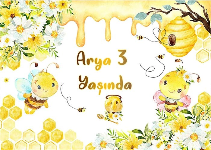 Arı Temalı Branda Afiş - 2 Boy Seçenekli