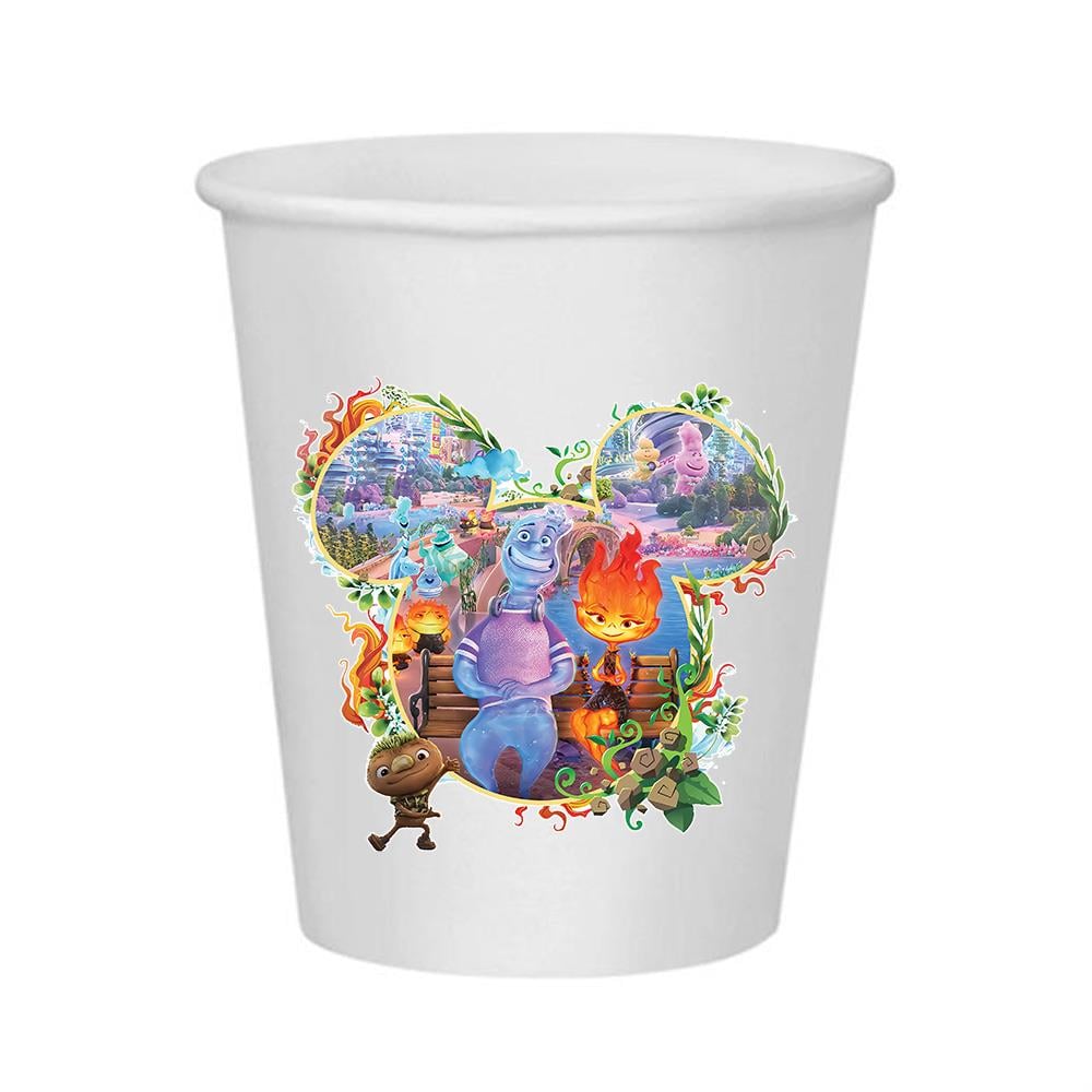 Ateş ve Su Temalı Beyaz Bardak 5 Adet