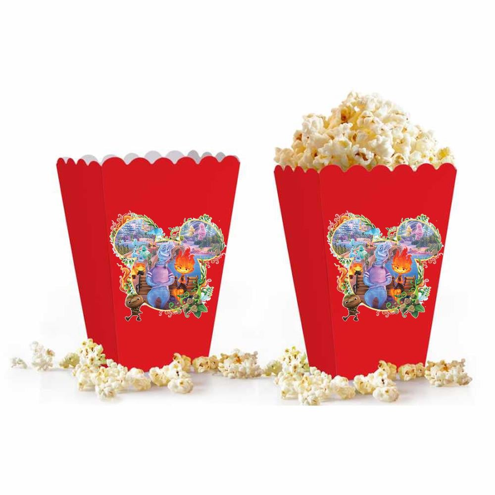 Ateş ve Su Temalı Kırmızı Mısır Kutusu 5 Adet