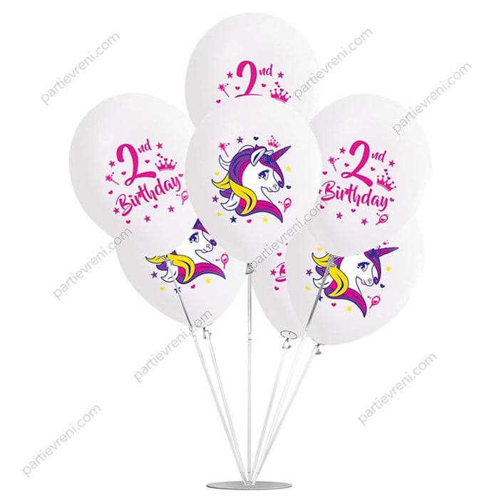 Ayaklı Balon Standı - Unicorn 2 Yaş Balonlu