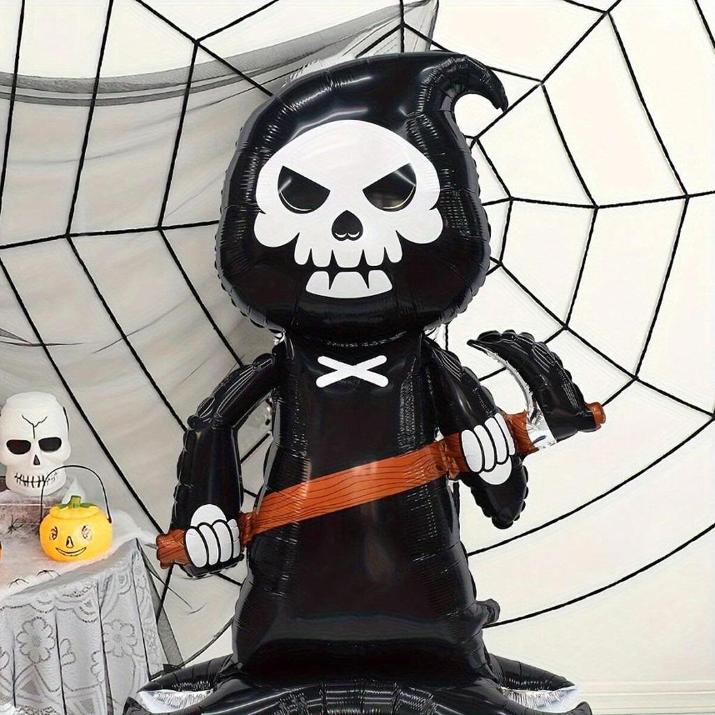 Ayaklı Siyah Oraklı İskelet Folyo Balon 154 cm