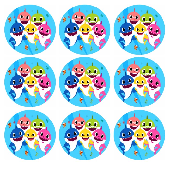 Baby Shark Temalı Sticker 10 Adet - 5 cm
