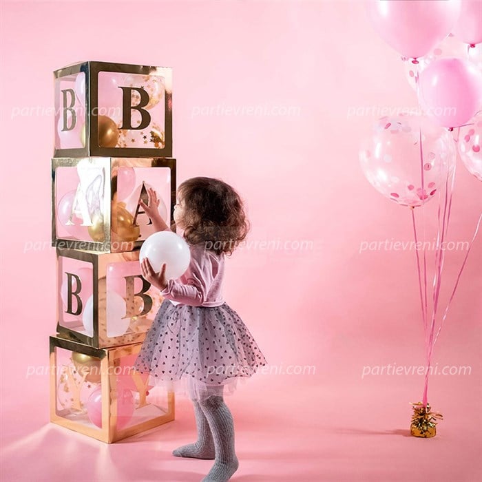 Baby Yazılı Gold Şeffaf Kutu Harf Seti