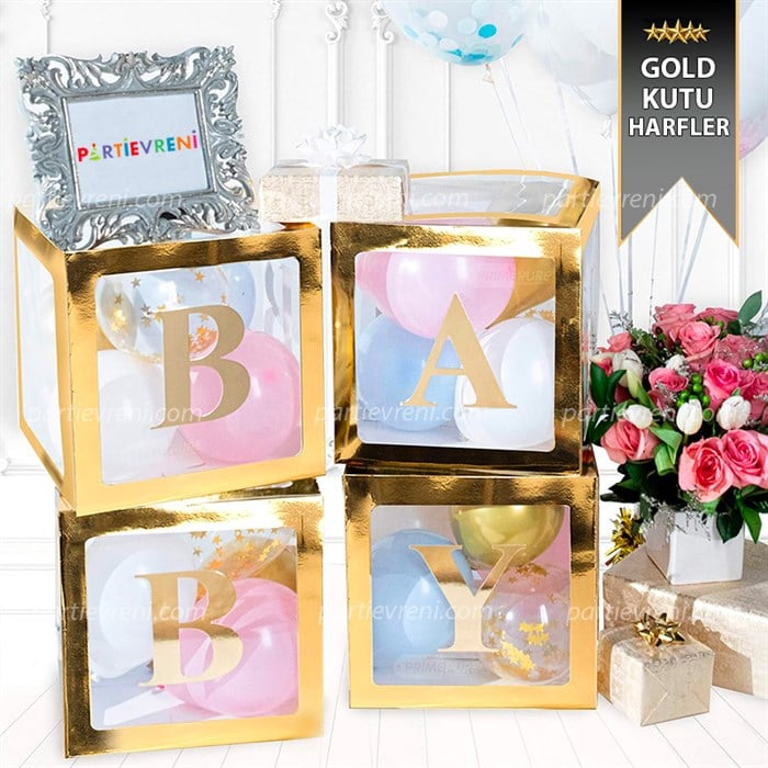 Baby Yazılı Gold Şeffaf Kutu Harf Seti