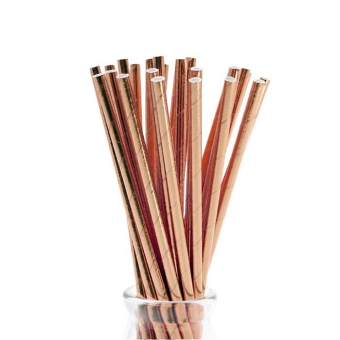 Bakır Parlak Kağıt Pipet 25 adet