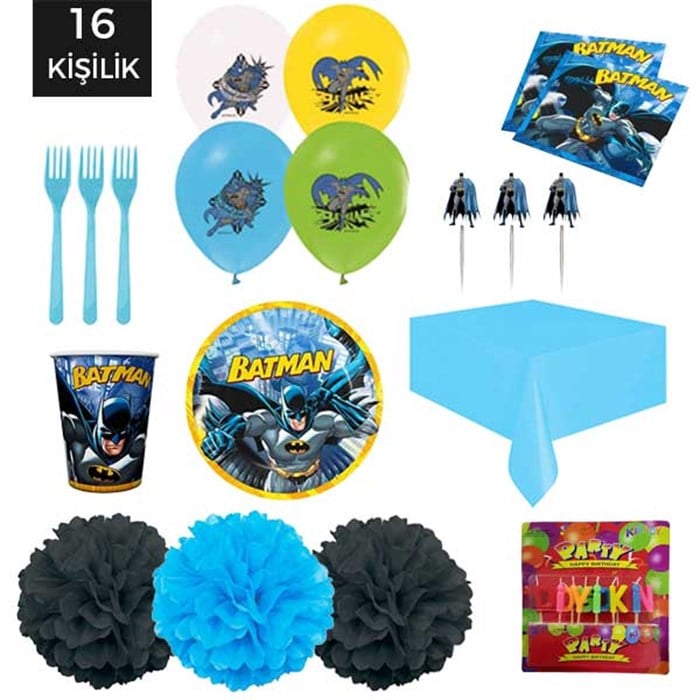 Batman Parti Malzemeleri Ekonomik Parti Seti 16 Kişilik