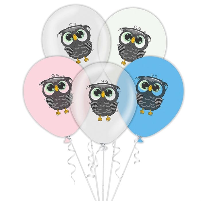 Baykuş Baskılı Balon - 10 Adet