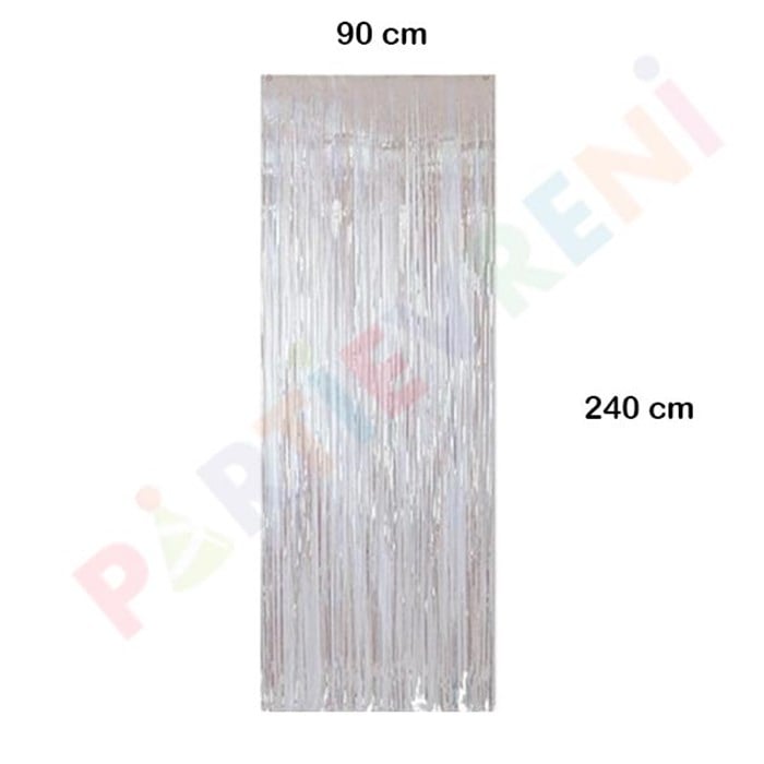 Beyaz Işıltılı Püsküllü Arka Fon Perdesi 100x200 cm