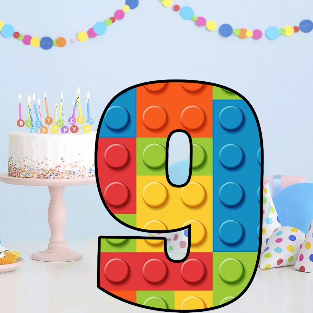 Blocks Temalı 9 Rakam Dekoratif Pano