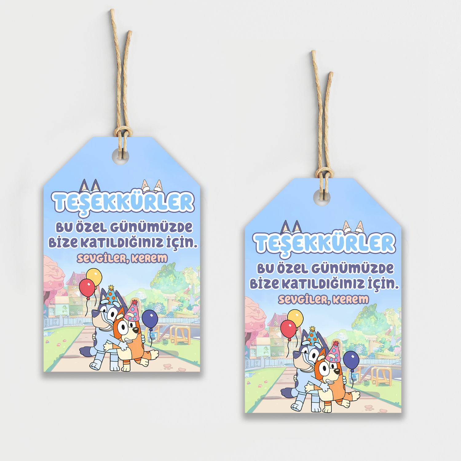 Bluey Kişiye Özel Teşekkür Kartı 8'li