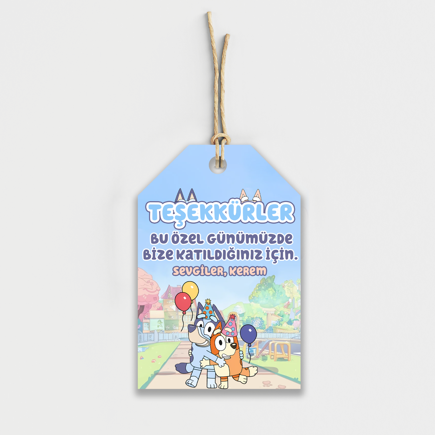 Bluey Kişiye Özel Teşekkür Kartı 8'li