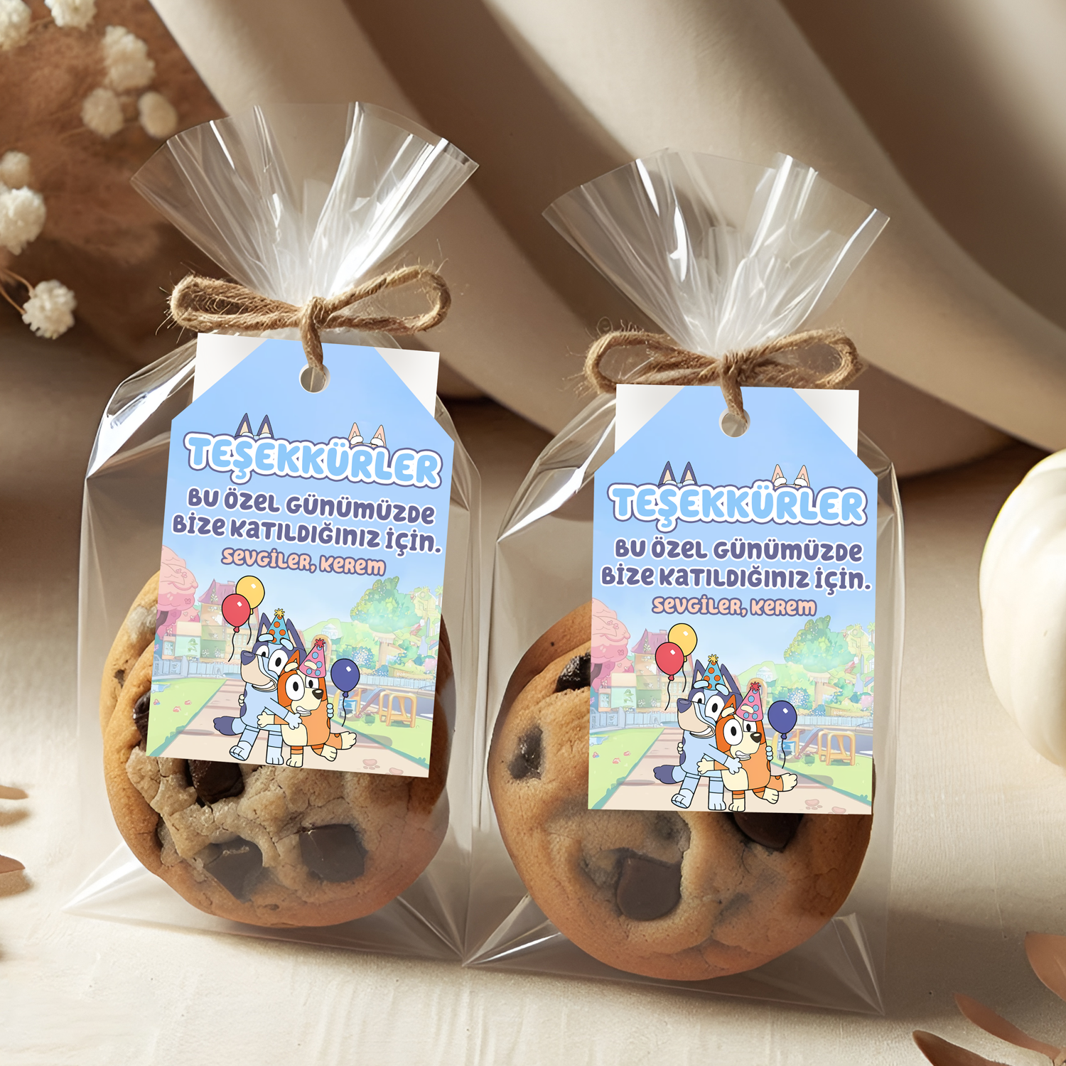 Bluey Kişiye Özel Teşekkür Kartı 8'li