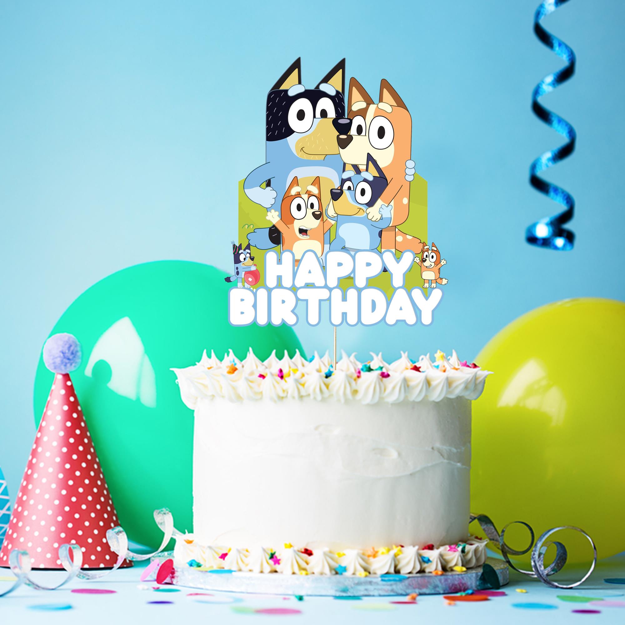 Bluey Temalı Happy Birthday Pasta Süsü