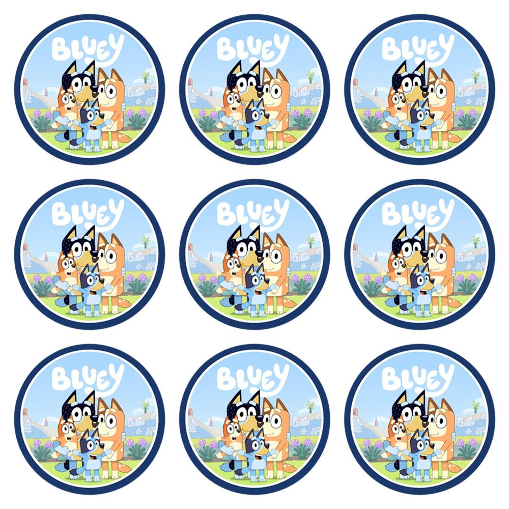 Bluey Temalı Yuvarlak Çıkartma 10 Adet