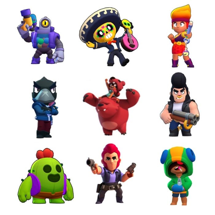 Brawl Stars Karakterleri Sticker Set - 9 Adet