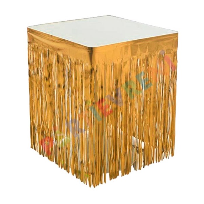 Bronz Işıltılı Püsküllü Masa Eteği - 4 m x 75 cm