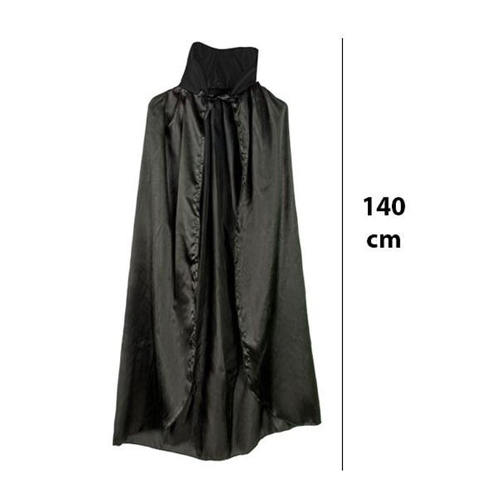 
Cadılar Bayramı Siyah Pelerin - Yaka ve Kapüşonlu - 140 cm
