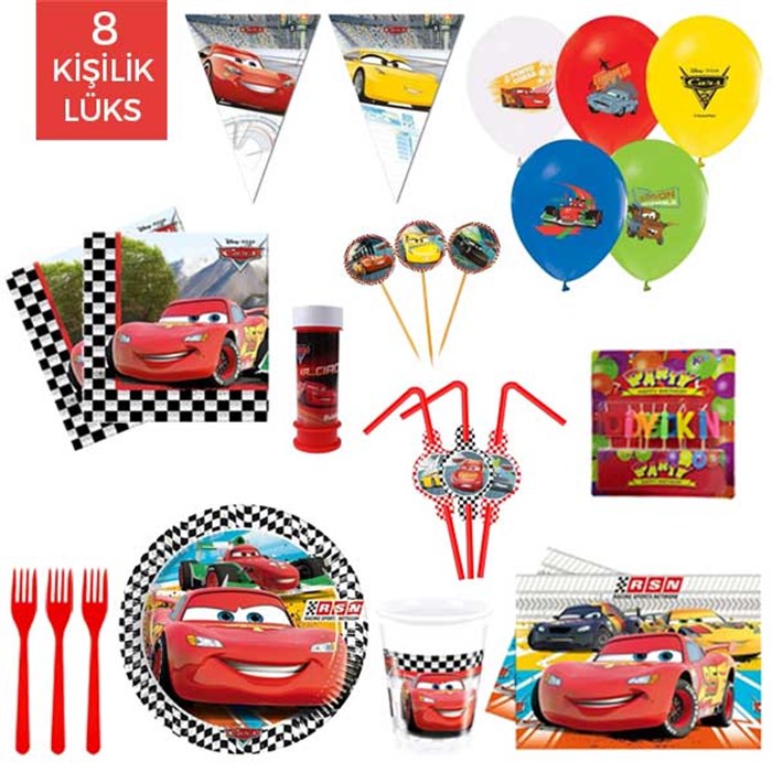 Cars Doğum Günü Lüks Parti Seti 8 Kişilik 