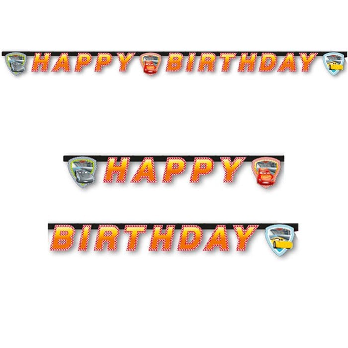 Cars Formula Happy Birthday Banner 