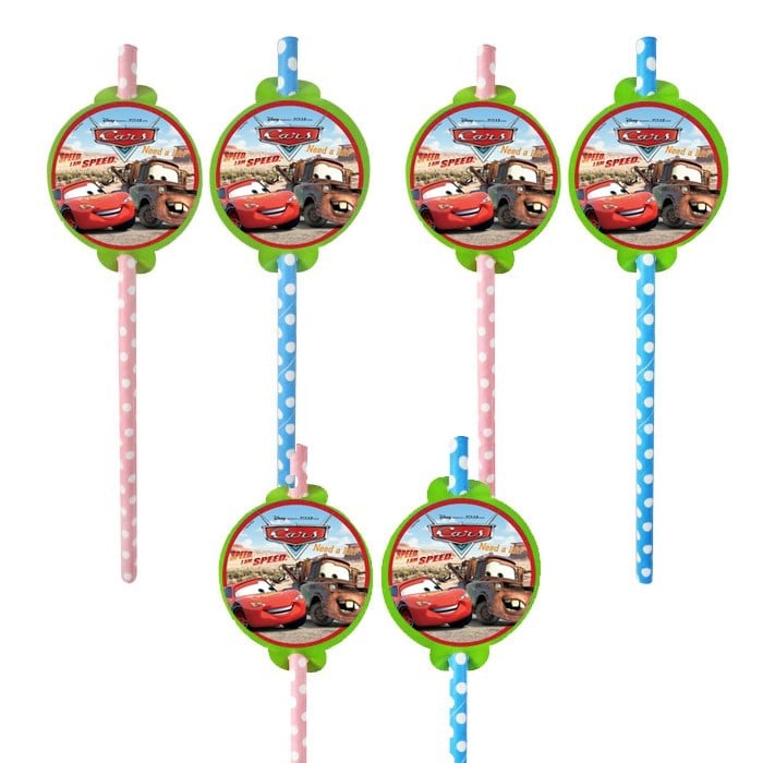 Cars Temalı Lisanslı Pipet - 6 Adet