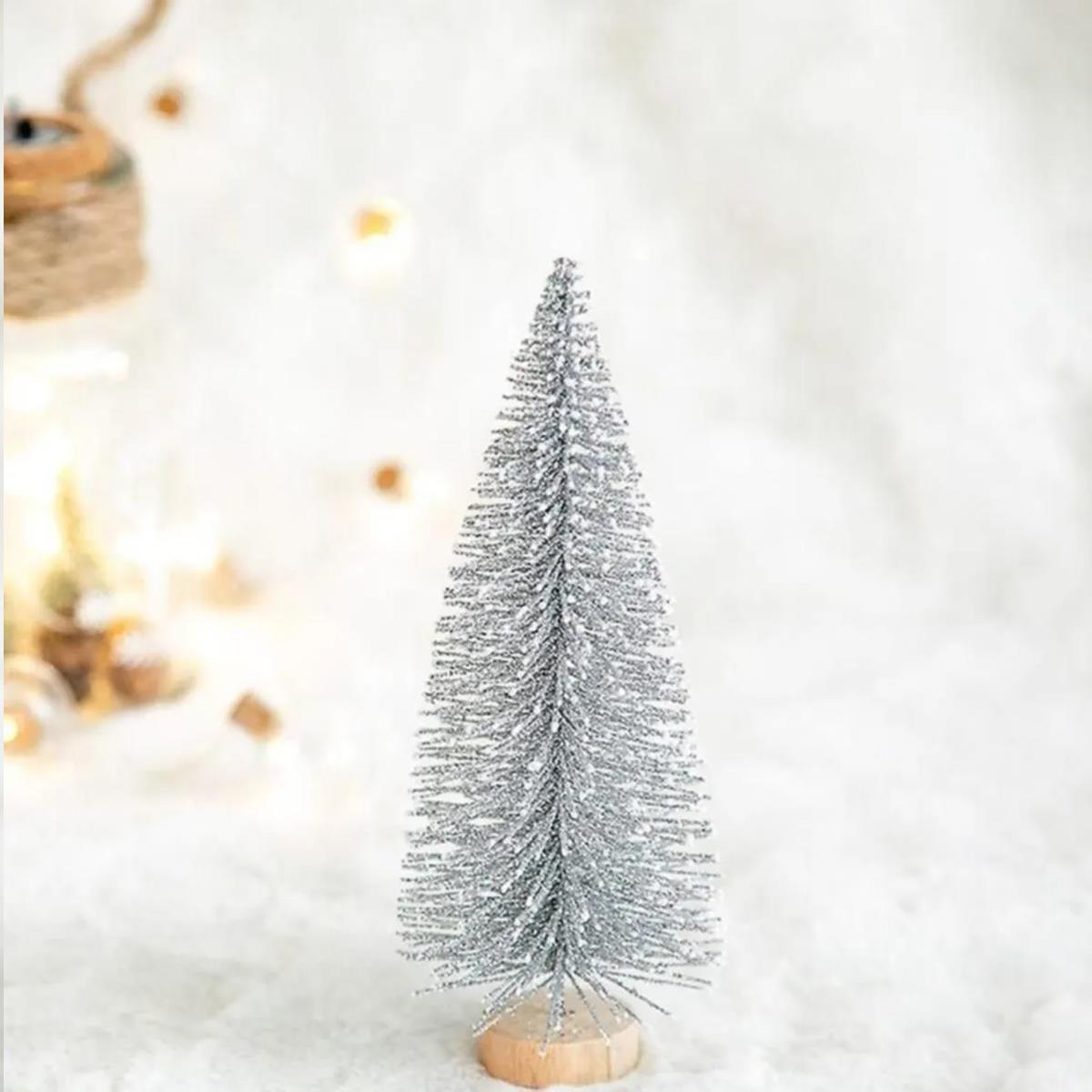 Dekoratif Mini Gümüş Çam Ağacı - 15 cm